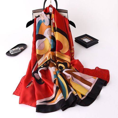 Echarpe En Soie Pour Femmes Longue Section Sarong En Satin Nouveau Châle En Satin Imprimé Soleil #Lvg5804