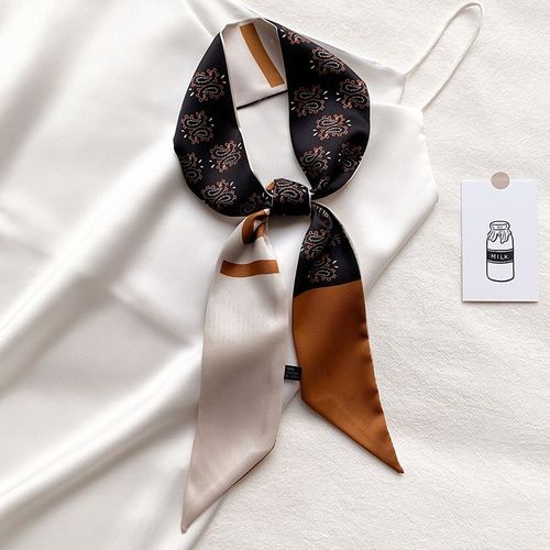 Echarpe En Soie À Rayures Léopard, Étroite Et Longue, Pour Femmes, Avec Monogramme, Ruban Pour Cheveux, Foulard Flottant. #Lvg5852