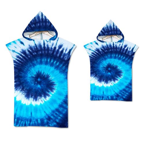 Serviette De Plage Avec Capuche, Couverture De Plage Légère, Anti-Sable Et À Séchage Rapide-Motif De Tie-Dye,65x75cm Enfants Lvv4554
