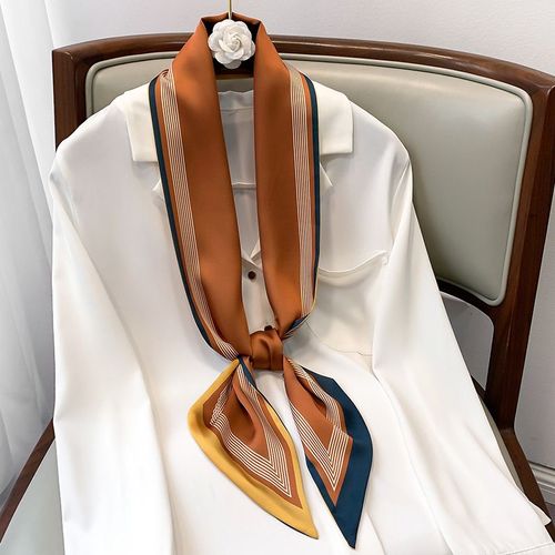Pochette De Cravate En Soie Longue Et Fine Diamond Thin Scarf Women Warm Angled Hair Tie Bag #Lvg5946