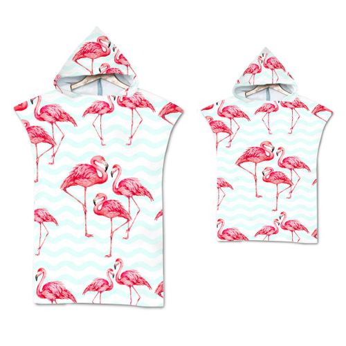 Serviette De Plage Avec Capuche, Couverture De Plage Légère, Anti-Sable Et À Séchage Rapide-Motif De Flamant,70x90cm Enfants Lvv4576