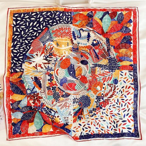 90 Twill Soie Peinture À L'huile Grande Écharpe Carrée Femmes Décoratives Châle Soie Écharpe Femmes Chaudes #Lvg5997