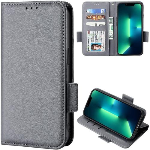 Coque De Téléphone Samsung Galaxy A23 5g, Étui Portefeuille En Cuir À Rabat Magnétique, Étui De Béquille, Étui De Protection Antichoc Pour Samsung Galaxy A23 5g-Gris