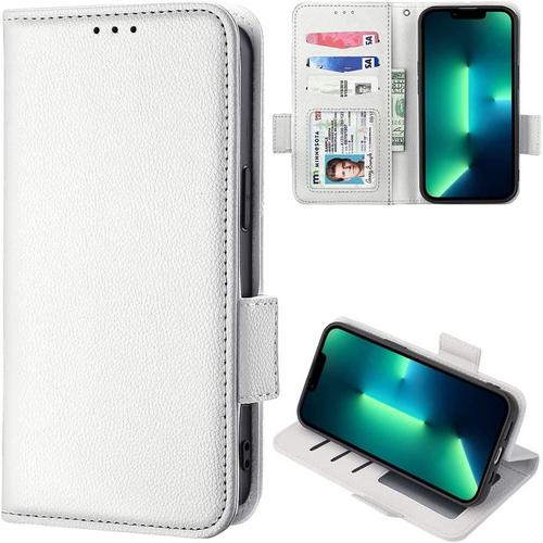 Coque De Téléphone Samsung Galaxy A13 5g, Étui Portefeuille En Cuir À Rabat Magnétique, Étui De Béquille, Étui De Protection Antichoc Pour Samsung Galaxy A13 5g-Blanc