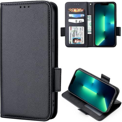 Coque De Téléphone Iphone 13 Mini Etui Portefeuille En Cuir À Rabat Magnétique Etui De Béquille Etui De Protection Antichoc Pour Iphone 13 Mini Noir