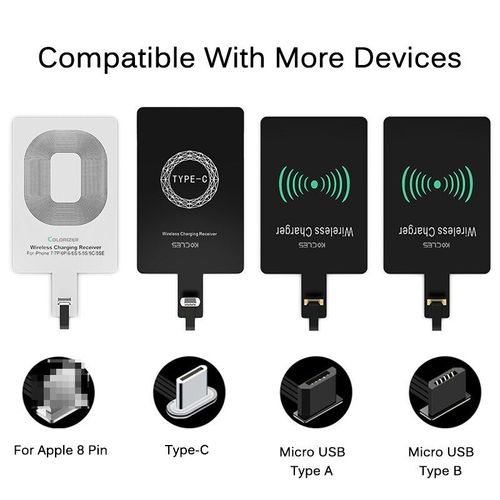 Chargeur Sans Fil Qi Pour Iphone/ Samsung/ Huawei/ Xiaomi, Micro-Usb/ Type-C