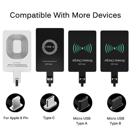 Récepteur De Charge Sans Fil Qi Pour Samsung Huawei Xiaomi Micro Usb Type C Chargeur Sans Fil Rapide Universel Pour Iphone 7 6s Plus 5s