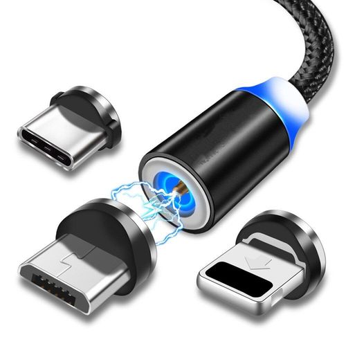 Câble de charge magnétique, 5V, Type-C/Micro USB/Lightning, 1 m