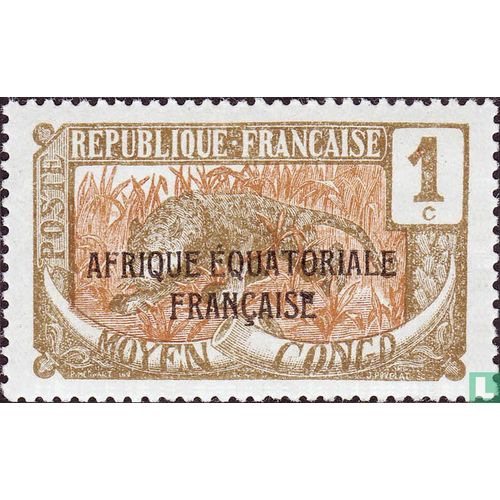 Timbre République Française - Moyen Congo -1924 - Neuf - Afrique Equatoriale Françaie - 1c