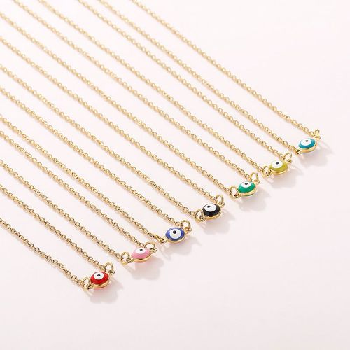 Petit ¿Il Bleu Collier Sûr Chanceux En Acier Inoxydable Diable Yeux Dames Collier Lvn025