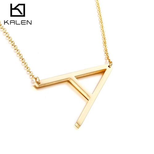 Collier Court Clavicule Alphabet Anglais Femme Acier Titane Or Lvn006