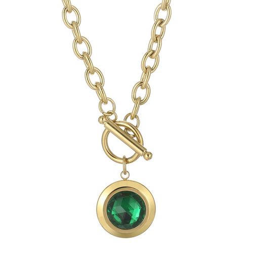 Design O Enfant Chaîne Pendentif Rond Cristal Verre Ot Boucle Titane Acier Dames Français Collier Lvn003