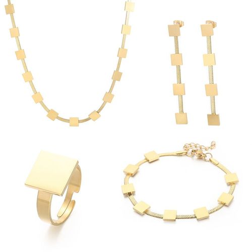 Collier Court De Marque Géométrique En Os De Serpent En Acier Au Titane Ensemble De Quatre Pièces De Conception Ins Or Pour Femmes Lvn083