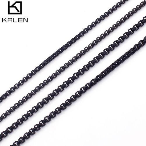 Collier De Perles Carrées Noires En Acier Inoxydable Collier De Clavicule En Acier Titane Pour Hommes Et Femmes Lvn152