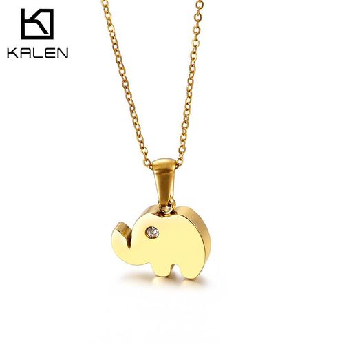 Bon Augure Petit Éléphant Titane Acier Collier Femme Mignon Collier Clavicule Chaîne Lvn143