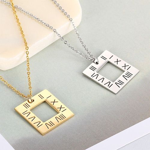Collier Acier Inoxydable Créatif Femme Chiffre Romain Pendentif Collier Lvn126
