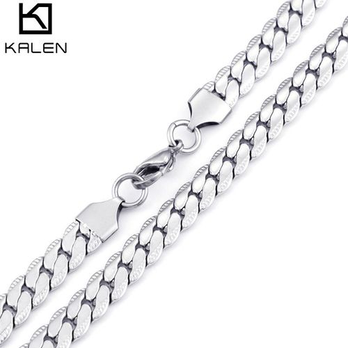 Collier En Acier Au Titane Avec Chaîne Plate À Bord Pressé Lvn165