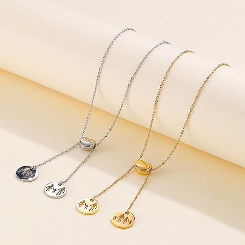 Ebayins Happy Family Collier En Acier Au Titane En Forme De Coeur Pour Femme Lvn206