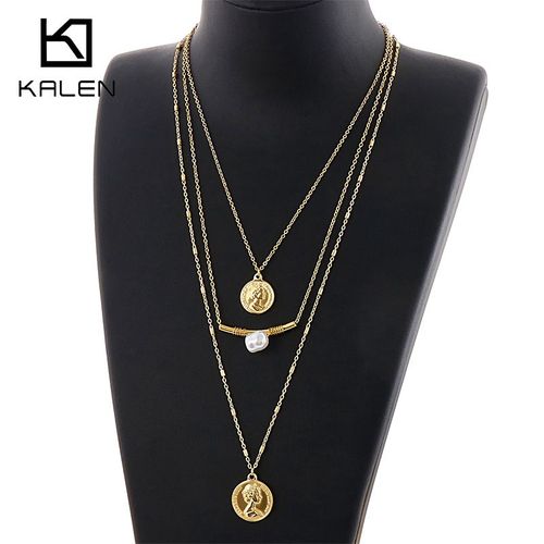 Collier En Acier Au Titane Avec Coquillage En Métal Multicouche Lvn236