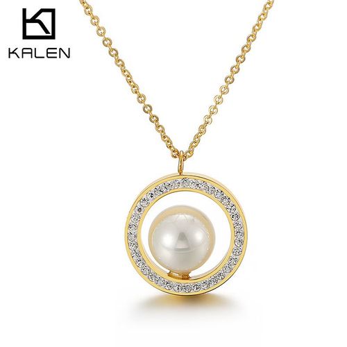 Collier Pour Femme En Acier Au Titane Avec Découpe De Perles Et Diamants Lvn279