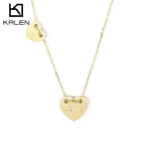 Collier En Acier Titane En Forme De Coeur Pendentif Amour Lettres Anglaises Chaîne De Clavicule Diamant Unique Femmes Lvn271