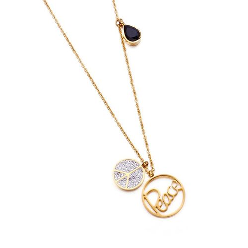 Pendentif Créatif Anglais Incrusté De Diamants Collier Acier Titane Femme Lvn265