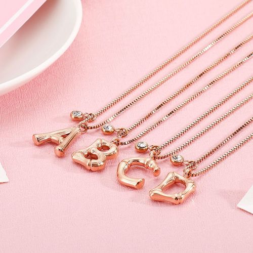 26 Alphabet Pendentif Acier Inoxydable Or Rose Collier Alphabet Femme Lvn300