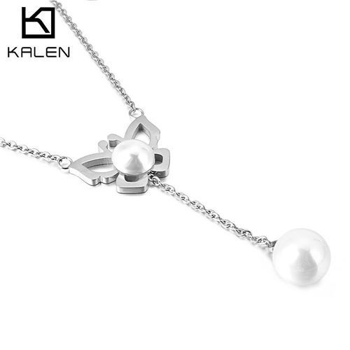 Collier De Perles De Papillon De Petites Filles Fraîches En Acier Au Titane Lvn324