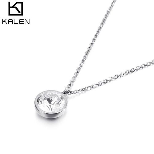 Collier Pendentif Zircon Multicolore En Acier Titane Chaîne Clavicule Femme Courte Lvn319