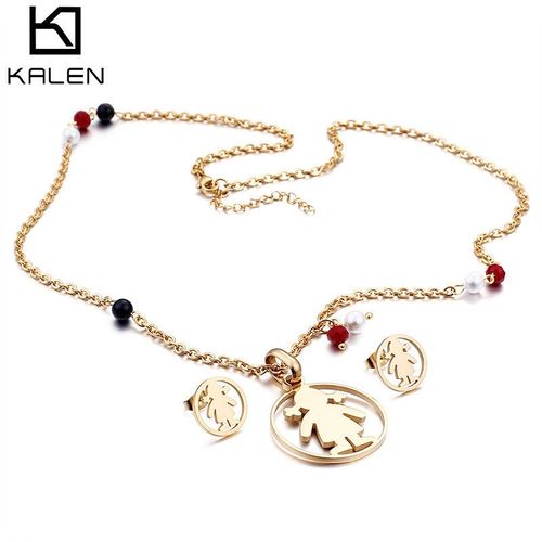 Ensemble De Colliers Optionnels Tricolores En Acier Au Titane Pour Filles Lvn351