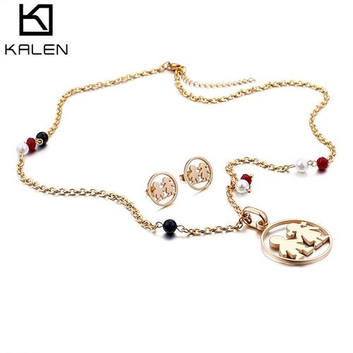 Titane Acier Garçons Filles Motif Tricolore En Option Collier Ensemble Décoration Lvn350