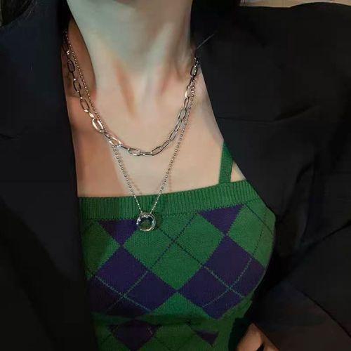Collier Double En Acier Au Titane Chaîne De Pull Femme Ins Tendance Automne Et Hiver Lvn424