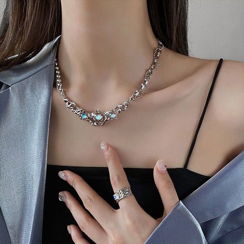 Collier D'épices En Pierre D'opale Liquide Collier Féminin Ins Hip Hop Chaîne De Clavicule Lvn410