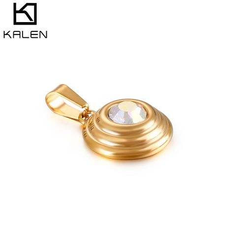 Pendentif Rond Zircon Multicolore Acier Titane Diy Lvn393