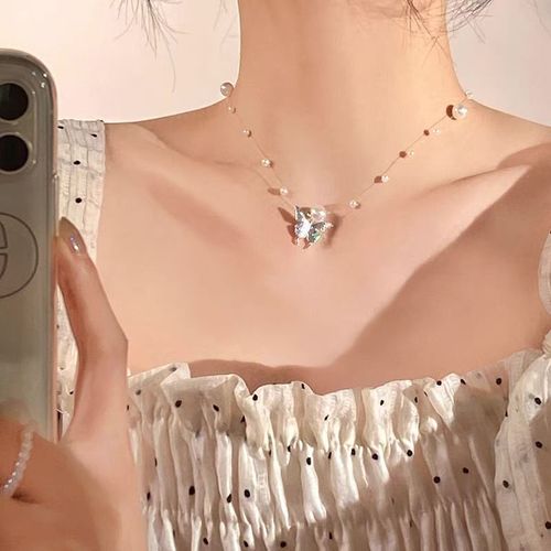 Collier Papillon Perle Collier Chaîne Clavicule Femme Tour De Cou Lvn602