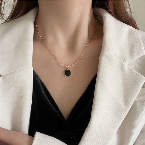 Collier Carré Géométrique Noir Foncé Sens Féminin Clavicule Chaîne Ins Hip Hop Lvn663