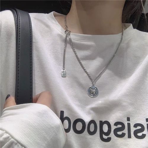 Chaud Fille Sol Cool Danse Chat Tag Collier Ins Hip-Hop Clavicule Chaîne Chandail Lvn834