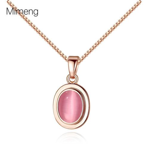 Collier Femme Pendentif Ovale Court Or Rose Chaîne Clavicule Imitation Pierre Hibiscus Collier Rose Rouge Ins Lvn932