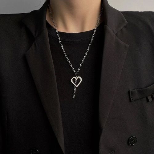 Collier D'amour En Mosaïque D'acier Au Titane Ins Chaîne De Chandail Hip-Hop Pour Hommes Et Femmes Lvn914