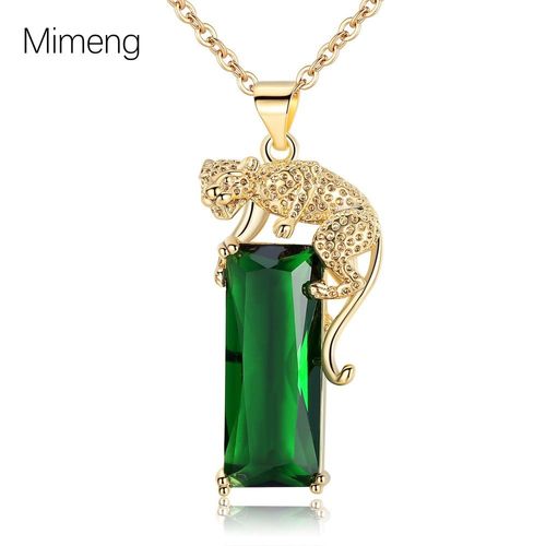 Pendentif Émeraude Or Léopard Incrusté De Pierres Précieuses Tourmaline Collier Hommes Et Femmes Collier Léopard Volant Lvn989
