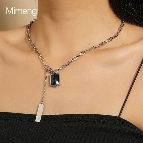 Collier Hip Hop Rétro Chaîne De Clavicule En Acier Titane Tendance Pour Femme Lvn1029
