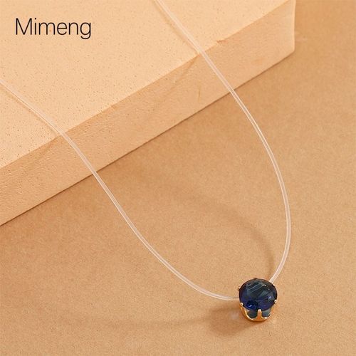 Collier Zircon Bleu 52cm Femme Cuivre Cheveux Raides Lvn1066