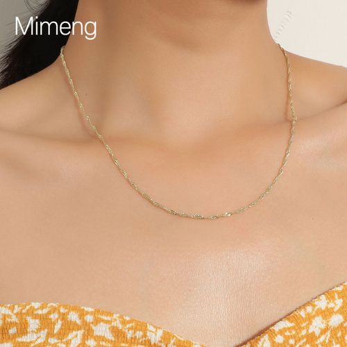 Collier Coréen Chaîne Vague D'eau Chaîne Clavicule Courte Imitation Or Rose 45cm Chaîne Vague D'eau Lvn1096