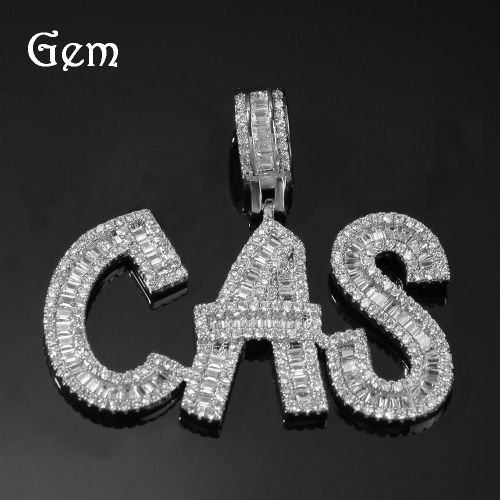 Hip-Hop Carré Zircon Lettre 26 Lettre Carré Et Rond Diamant Mixte Bricolage Couture Pendentif Lvn1195