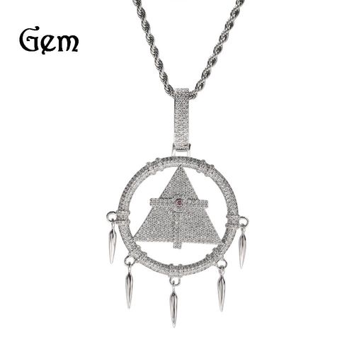 Hip-Hop Game King Millennium Wisdom Wheel Pendentif Collier Cuivre Incrusté Zircon Géométrique Vintage Collier Lvn1179
