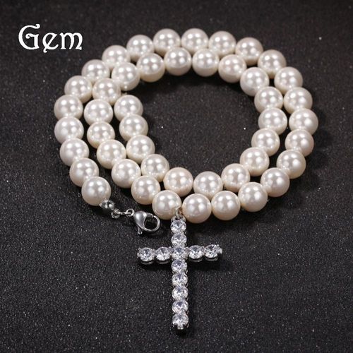Pendentif Croix 810mm Collier Perle Hip Hop Homme Et Femme Lvn1174