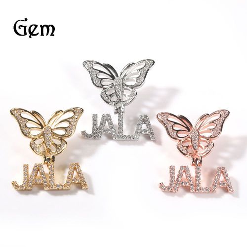 Gu Meng Papillon Boucle Lettre Collier Ensemble Avec Diamant Épissage Combinaison Mini Petite Lettre Hip-Hop Collier Lvn1263
