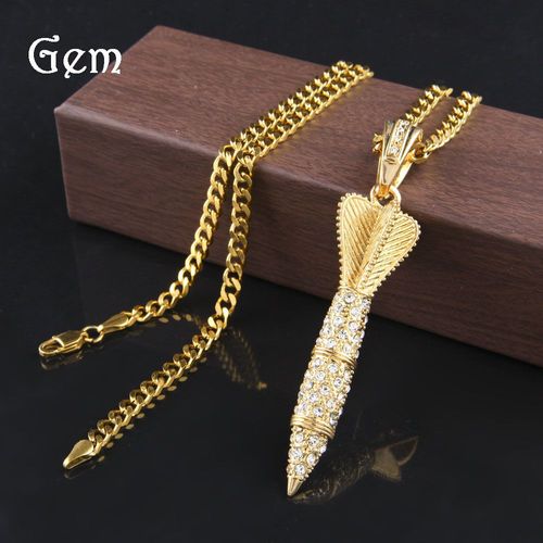 Pendentif Fusée En Alliage De Diamant Collier Hip Hop Pour Homme Avec Pendentif En Diamant Complet Lvn1377