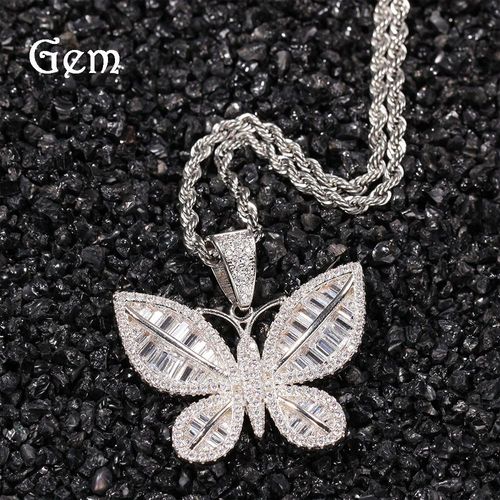 Collier Hip-Hop Femme Hipster Ins Diamant Clouté Papillon Clavicule Chaîne Dames Lvn1437