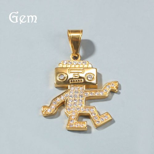 Collier Hip Hop En Acier Au Titane Sans Décoloration Rétro Griffe Crâne Étoile De David Dancing Robot Collection Lvn1478